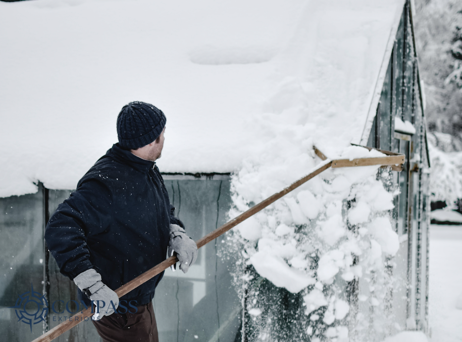Roof raking for ice dam prevention