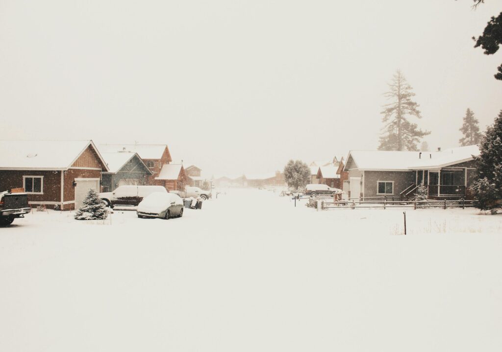 snowy neighborhood